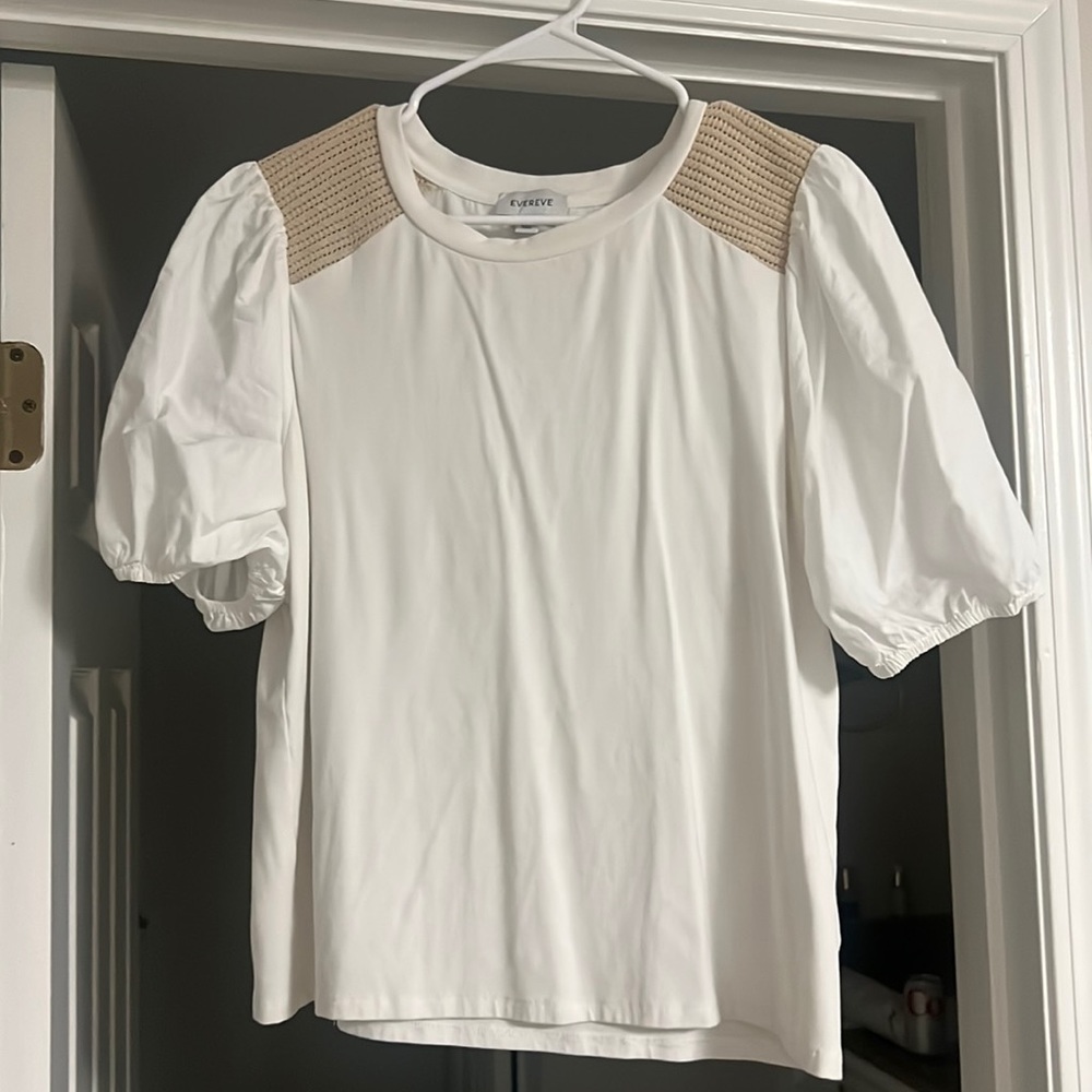 Evereve, T shirt with blouson sleeve  and detail at shoulder, size L